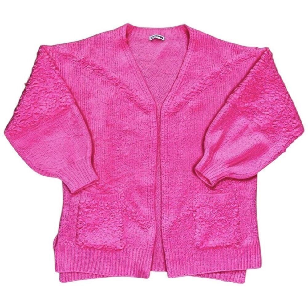 Pink Side Slit Open Front Cardigan Size Large NEW - Davi & Dani - Picture 10 of 14